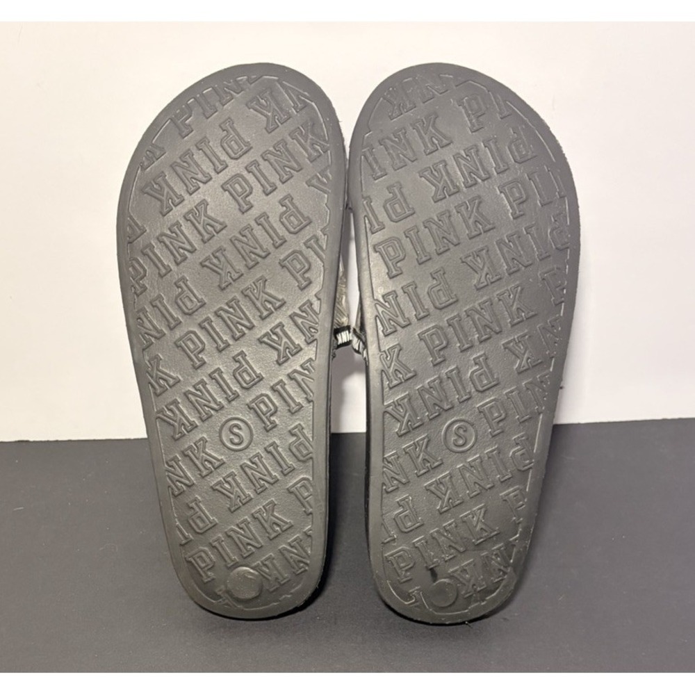 Victoria Secret PINK Single Strap Black Clear Slides - Size Small (5-6) Women's - Picture 5 of 6